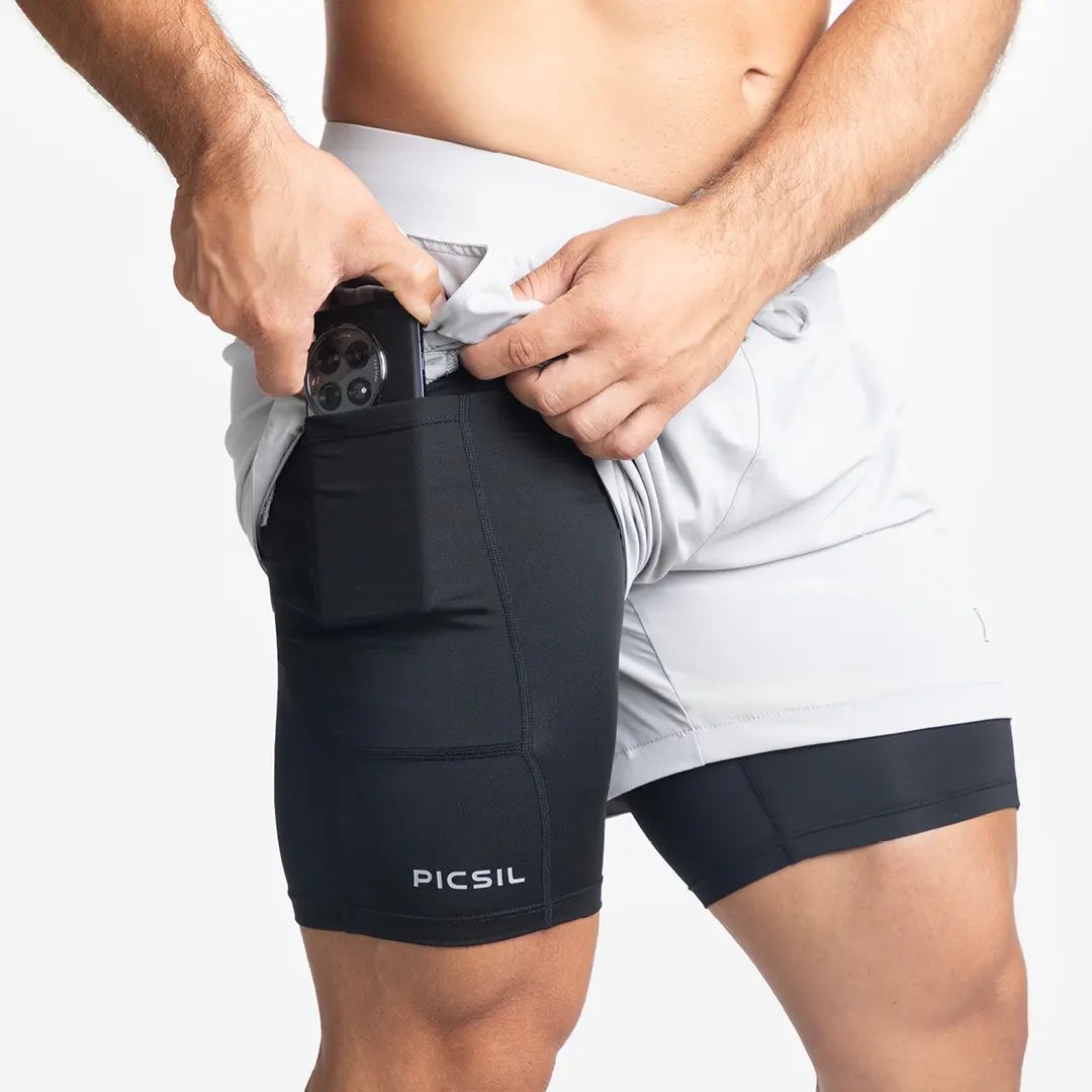 Shorts com malha de compressão 2 em 1 Homem Premium