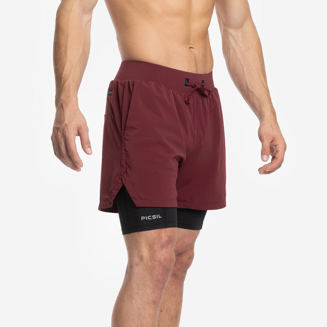 Shorts com malha de compressão 2 em 1 Homem Premium