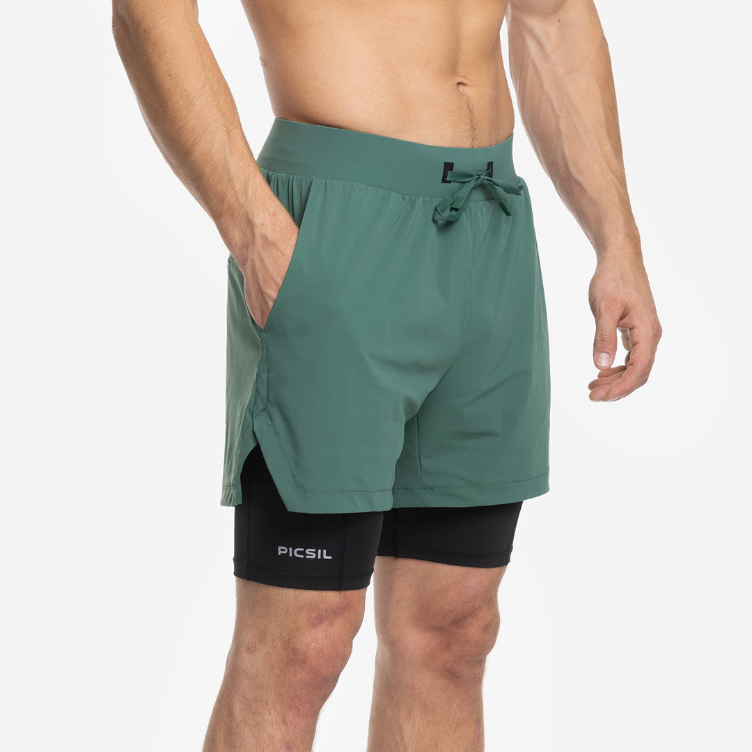 Shorts com malha de compressão 2 em 1 Homem Premium