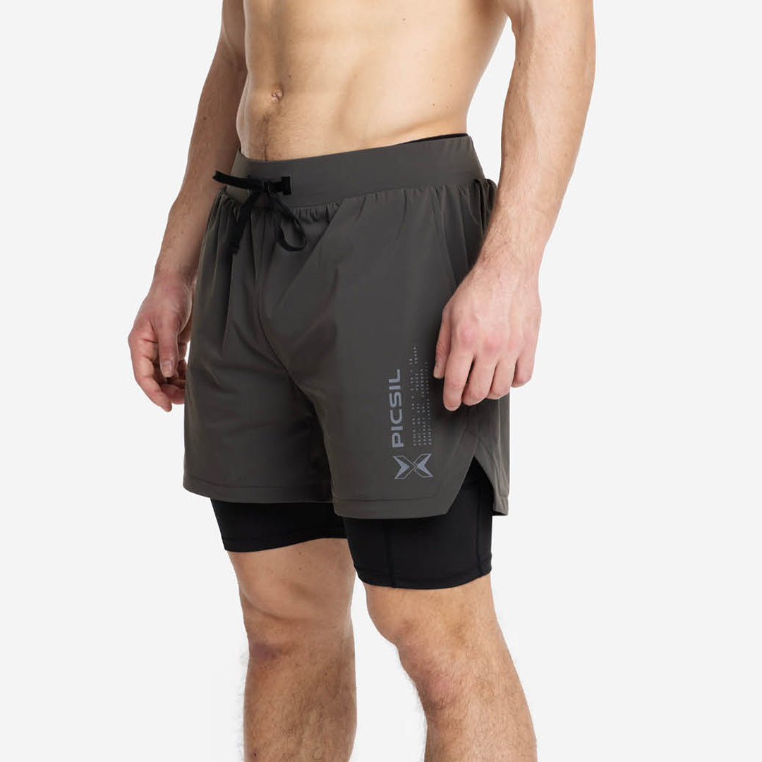 Shorts com malha de compressão 2 em 1 Homem Premium