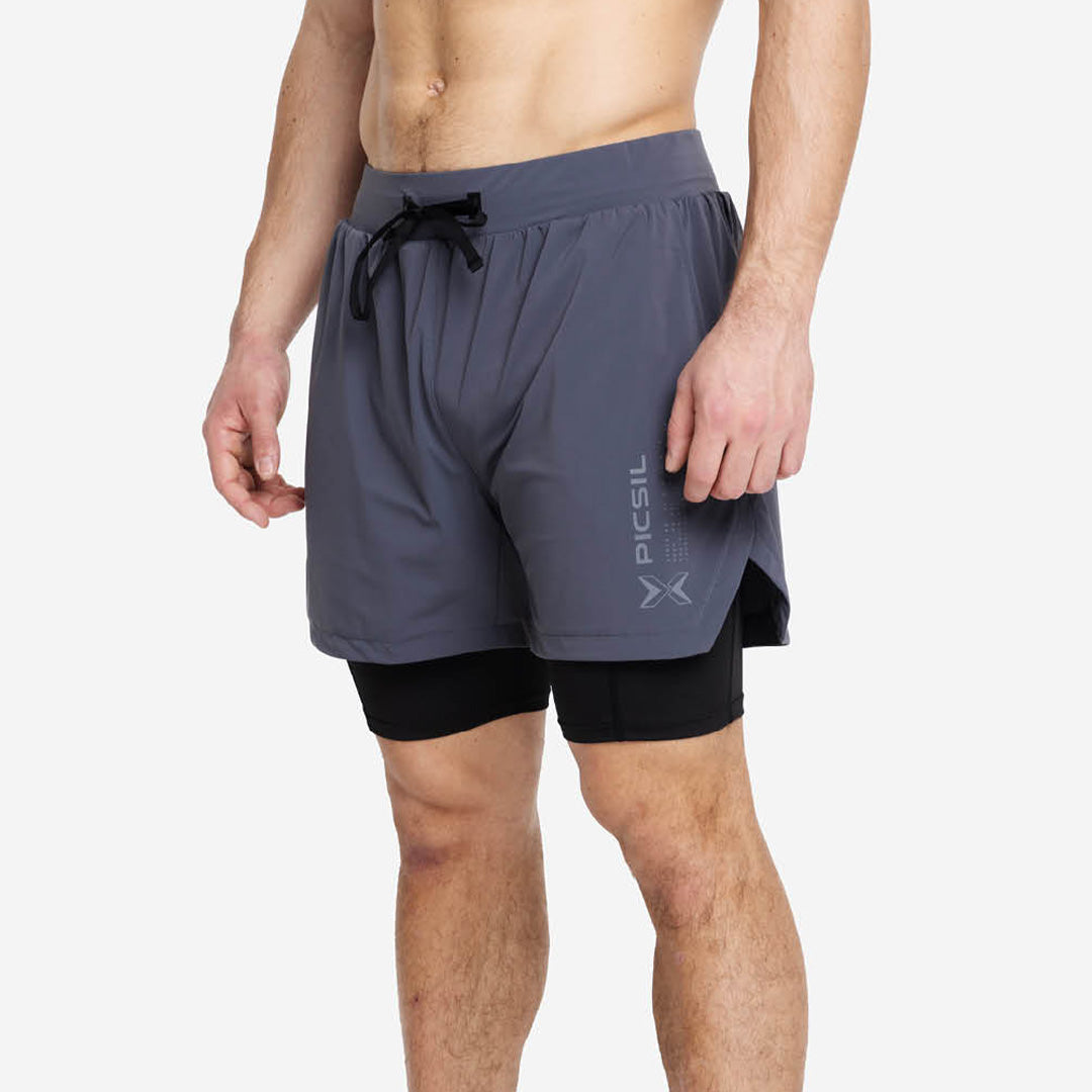 Shorts com malha de compressão 2 em 1 Homem Premium