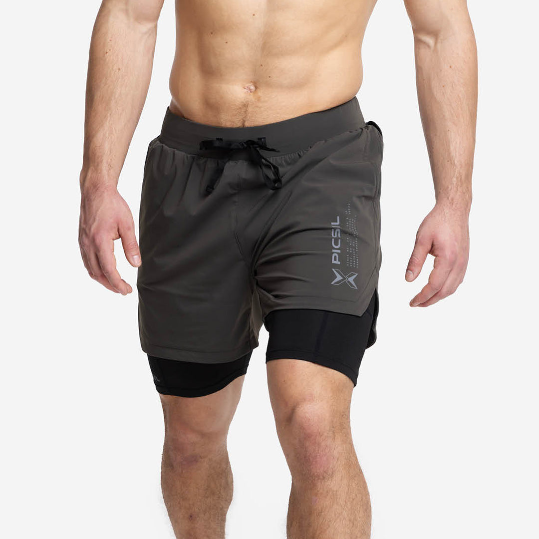 Shorts com malha de compressão 2 em 1 Homem Premium