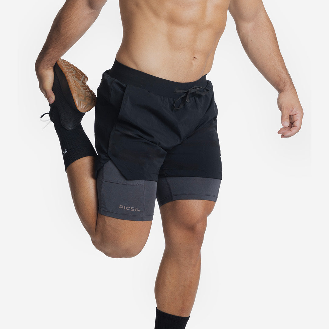 Shorts com malha de compressão 2 em 1 Homem Premium