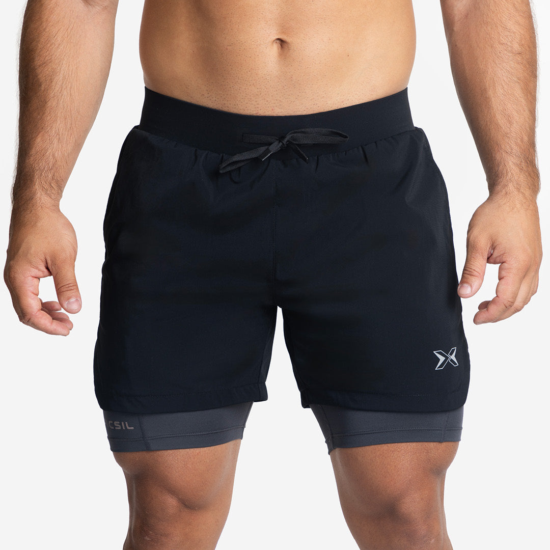 Shorts com malha de compressão 2 em 1 Homem Premium