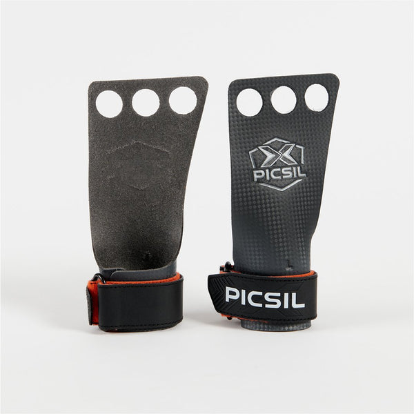 Calleras con 3 agujeros de fibra de carbono Rx Grips para uso con magnesio en Crossfit